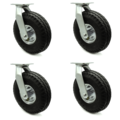 Service Caster 10 Inch Black Pneumatic Wheel Swivel Caster Set SCC-100S3504-PNB-4